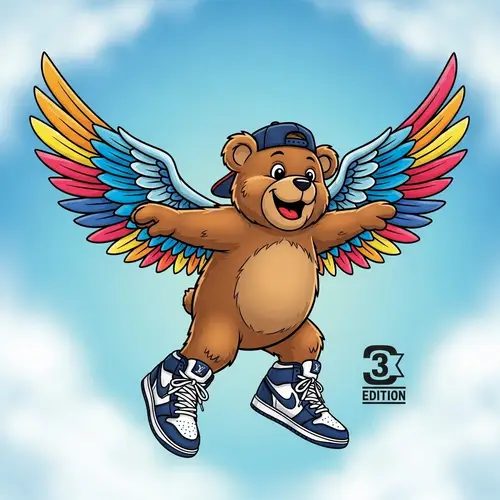 Cheerful Dancing Bear in Jordan 3 Sneakers