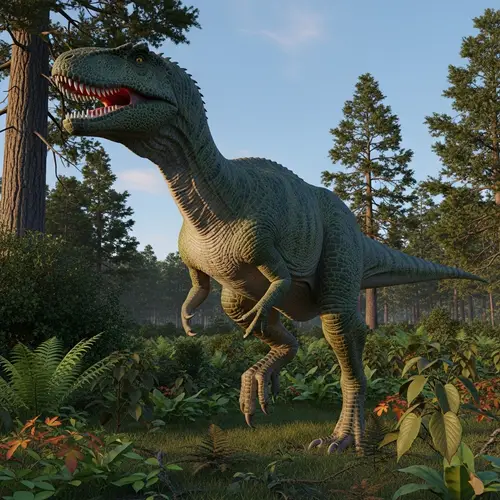 Prehistoric Dinosaur Roaming Ancient Landscape