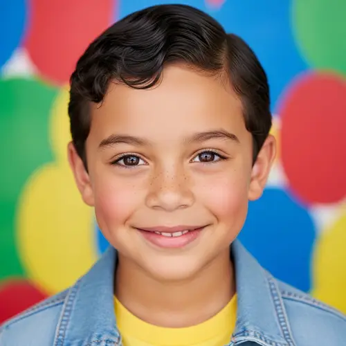 Cute 6-Year-Old American Boy with Sparkling Eyes | Colorful Portrait