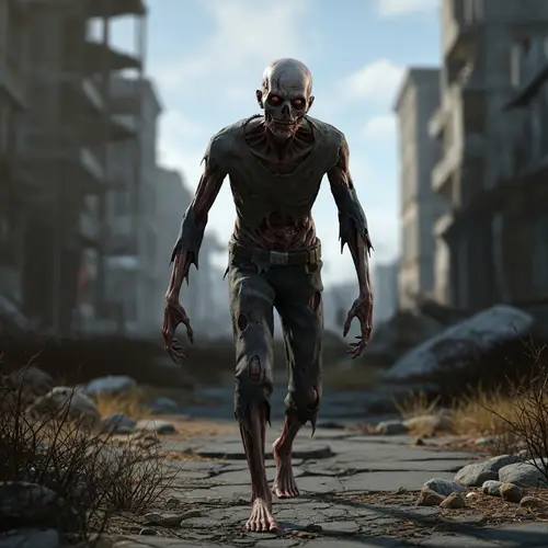 Eerie Post-Apocalyptic Humanoid: Trapped Between Life and Death