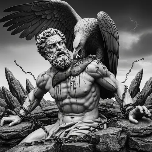 Prometheus Mythology: Enduring Torment in Greek Statue Style