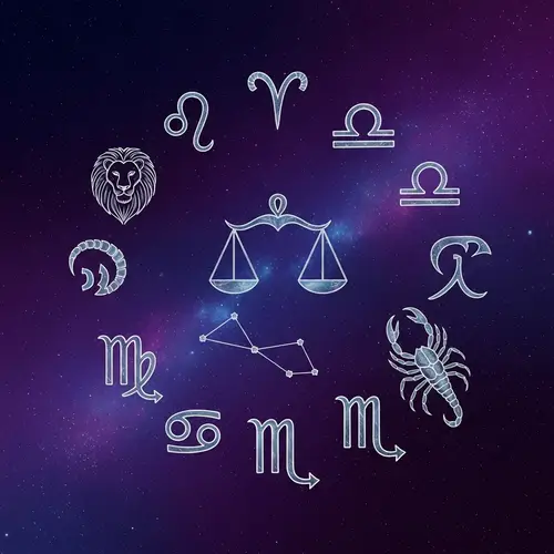 Astrological Signs on Purple Blue Background