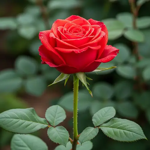 Exquisite Red Rose Photo - Radiant Blossom with Dew Drops