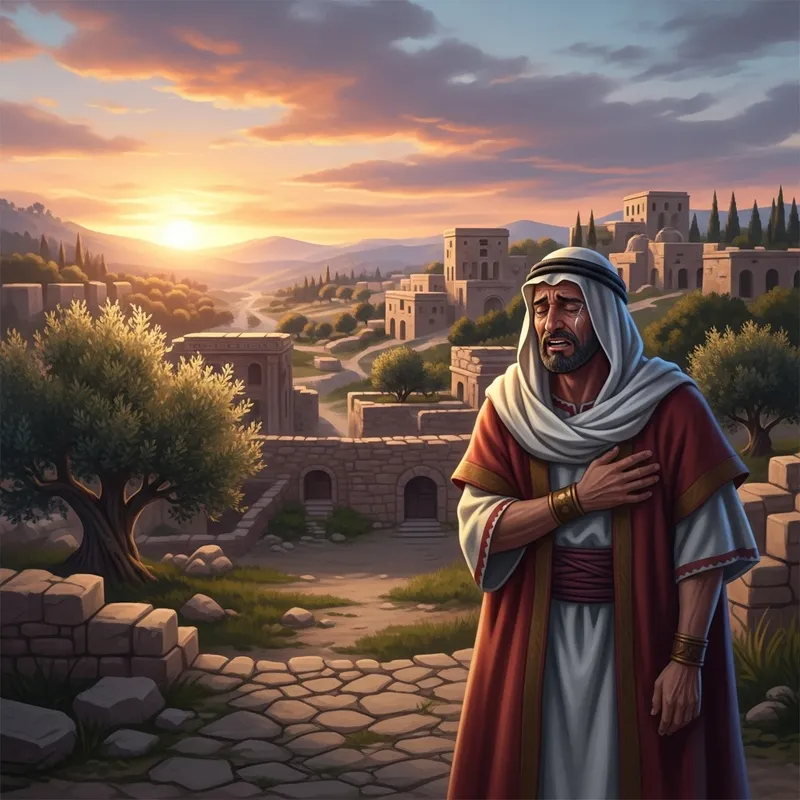 Ancient Israel: Dawn Scene with Judas Regrets Betrayal