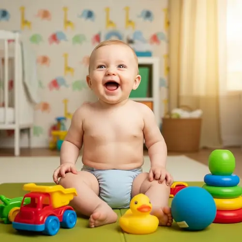 Adorable Diapered Baby Boy | Nursery Room Toys