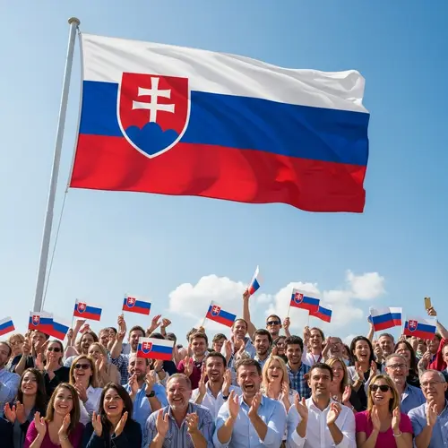 Vibrant Slovakia Flag Waving | Applauding Multicultural Crowd