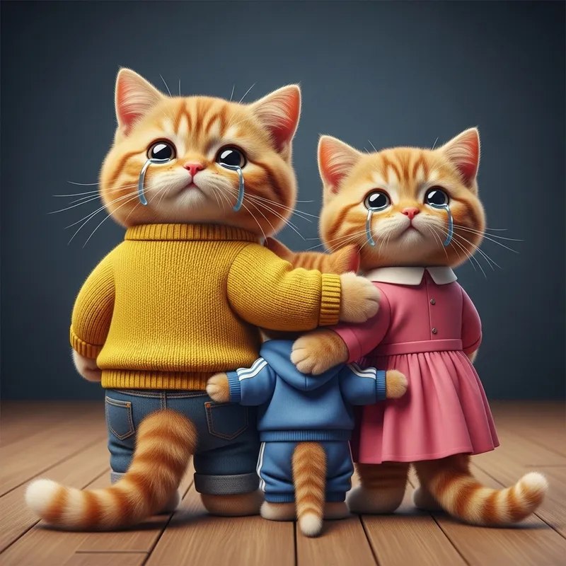 Heartfelt Moment: Ginger British Cats Embracing in Reality