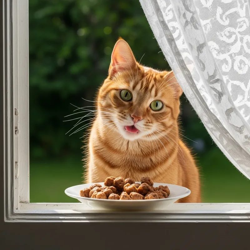 Adorable Cat Munching Behind Window