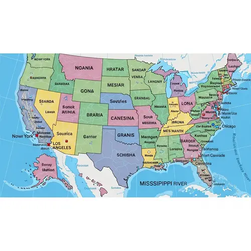 Detailed Map of the United States with Borders and Major Cities