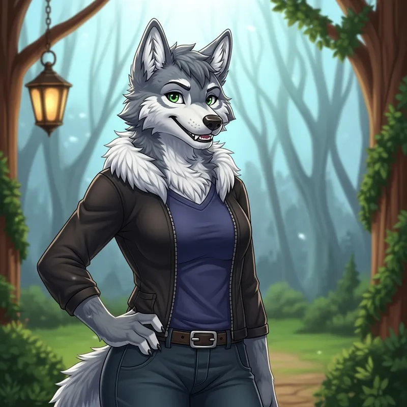 Furry Female Wolf in Contemporary Clothing