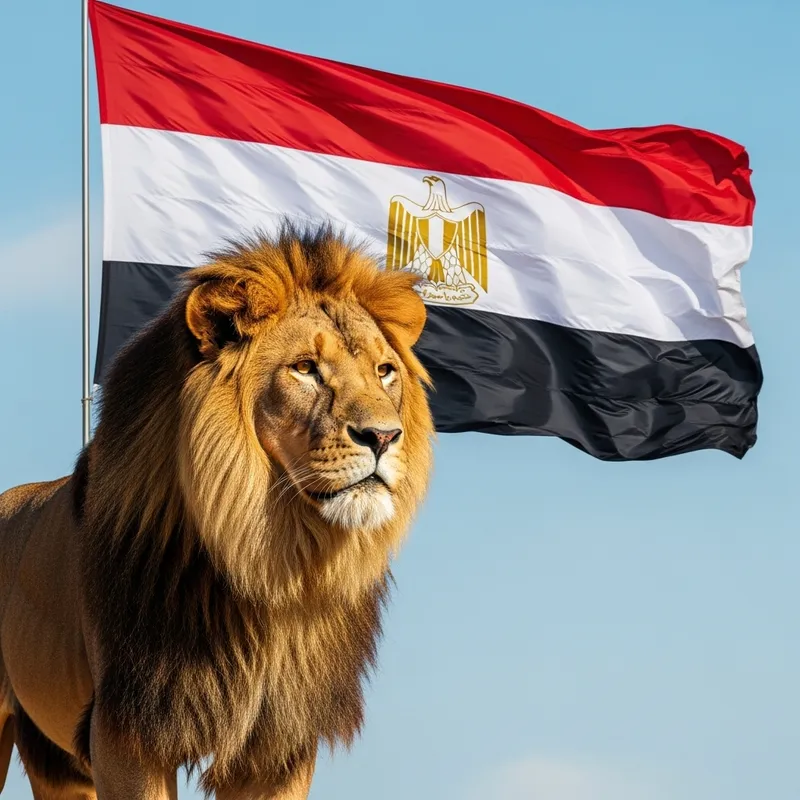 Majestic Lion with Egypt Flag - Impressive Snapshot