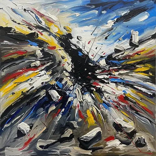 Abstract Expressionism of Earthquake Power | Dynamic Brush Strokes