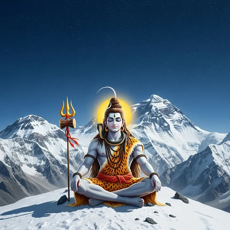 Lord Shiva Meditating on Mount Everest - Serene Image Captured