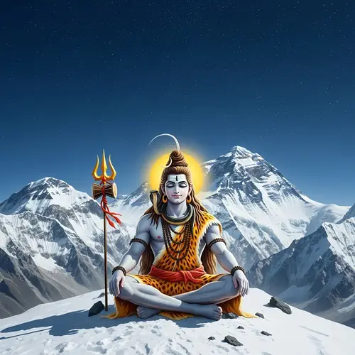 Lord Shiva Meditating on Mount Everest | Serene Image