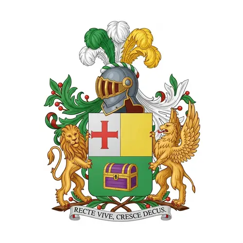 Italian Heraldic Shield Design with Emblematic Elements