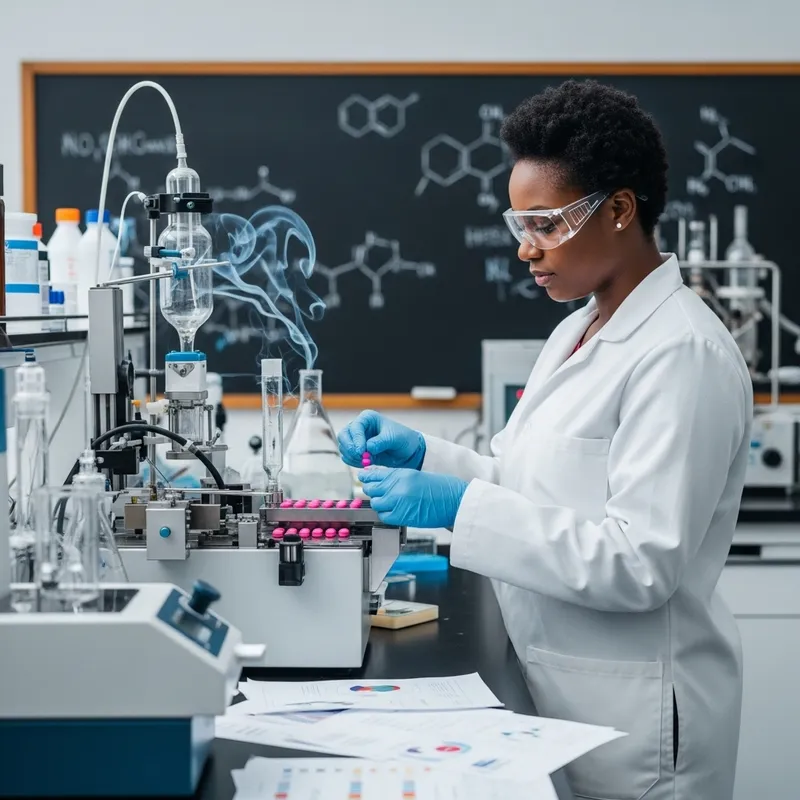 Skilled Female Scientist Crafting Colorful Pills in Advanced Laboratory