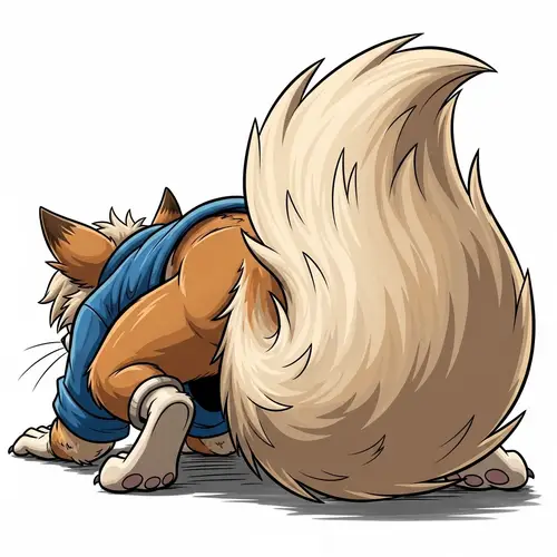 Professional Furry Art with Thick Fluffy Tail - Cel Shaded!