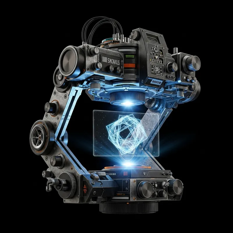 Futuristic Hologram Production Tool on Black Background