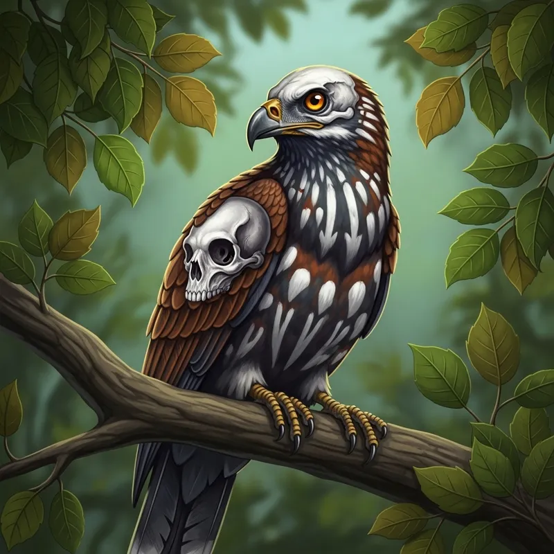 Majestic Skull Bird Perched on Tree Branch