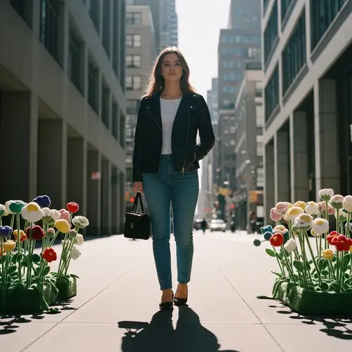 Hand-Knitted Flowers on New York City Street | Kodak Vision3 500