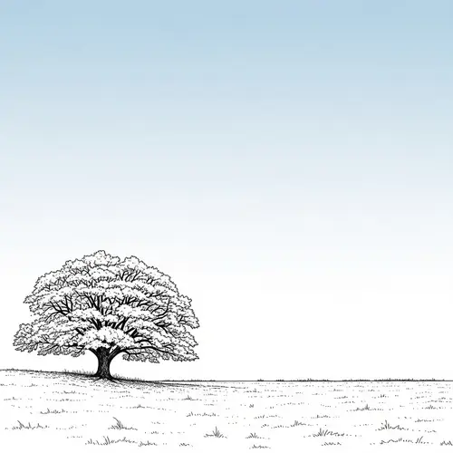 Minimalistic Nature Scene: Tranquil Tree in Open Field