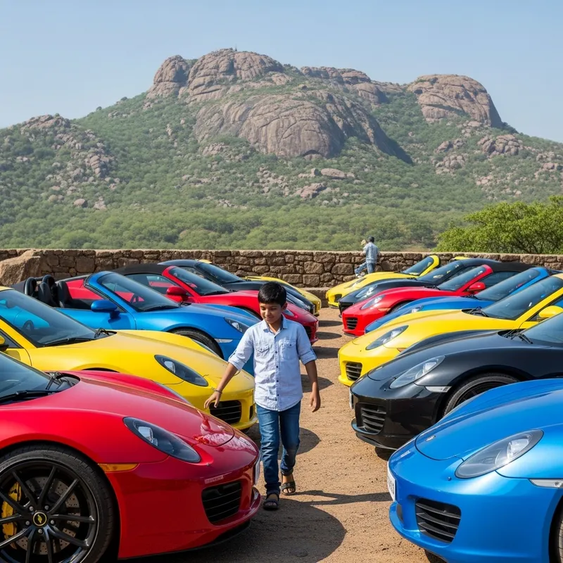 Boy with Sports Cars in Mount Abu, Rajasthan
