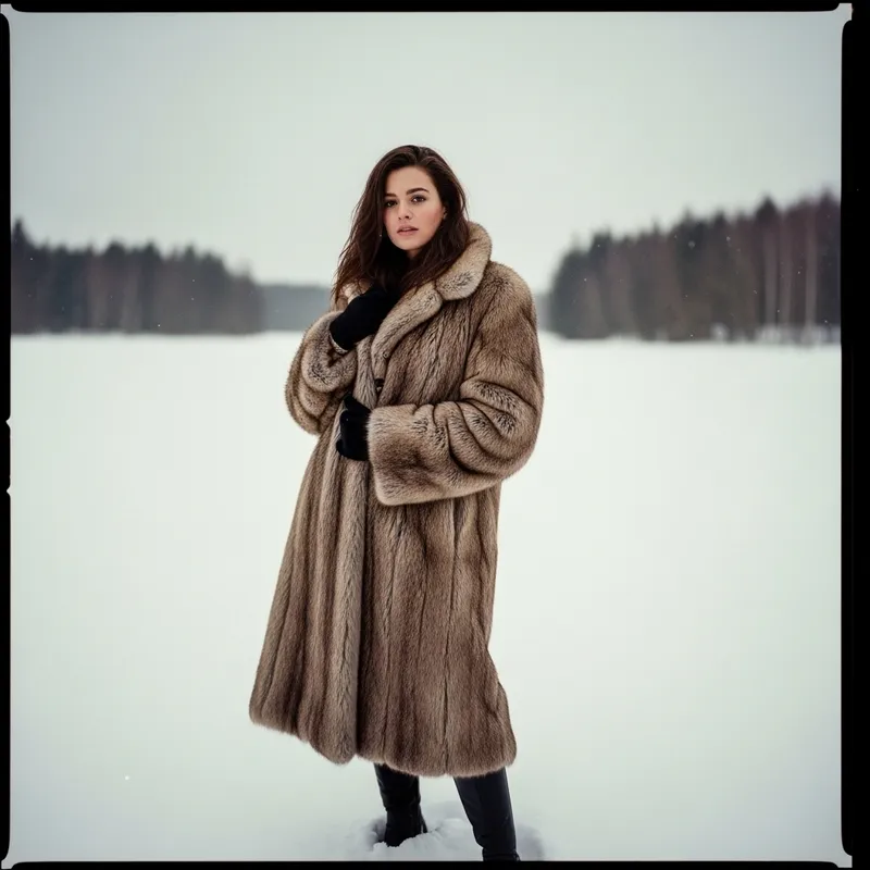 Celebrity Winter Fashion in Snowy Landscape