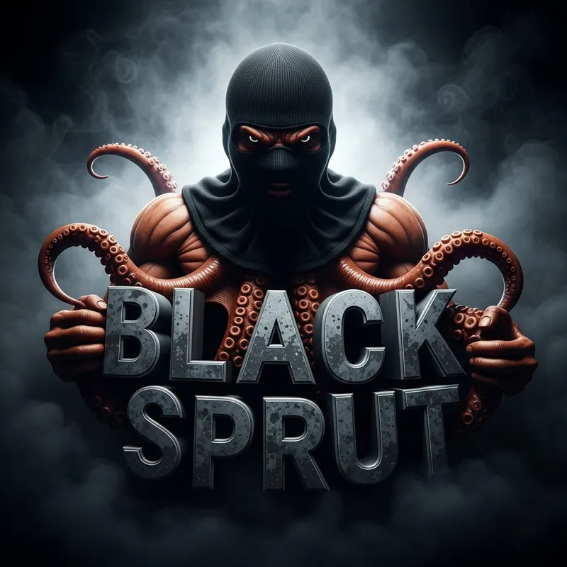Aggressive Octopus in Black Balaclava - Black Sprut