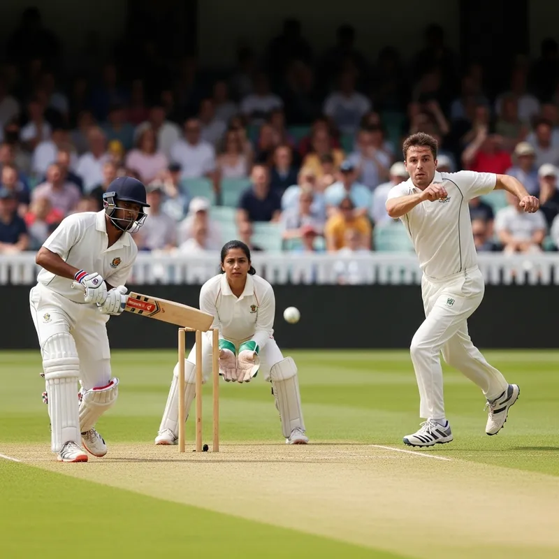 Cricket Scene on Lush Green Pitch | Excitement and Cheers Cricket Scene on Lush Green Pitch | Excitement and Cheers