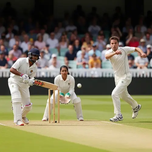 Exciting Cricket Match Scene | Lush Green Pitch, Cheering Audience