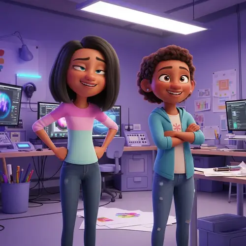 Modern 3D Animation Studio featuring Two Animated Characters