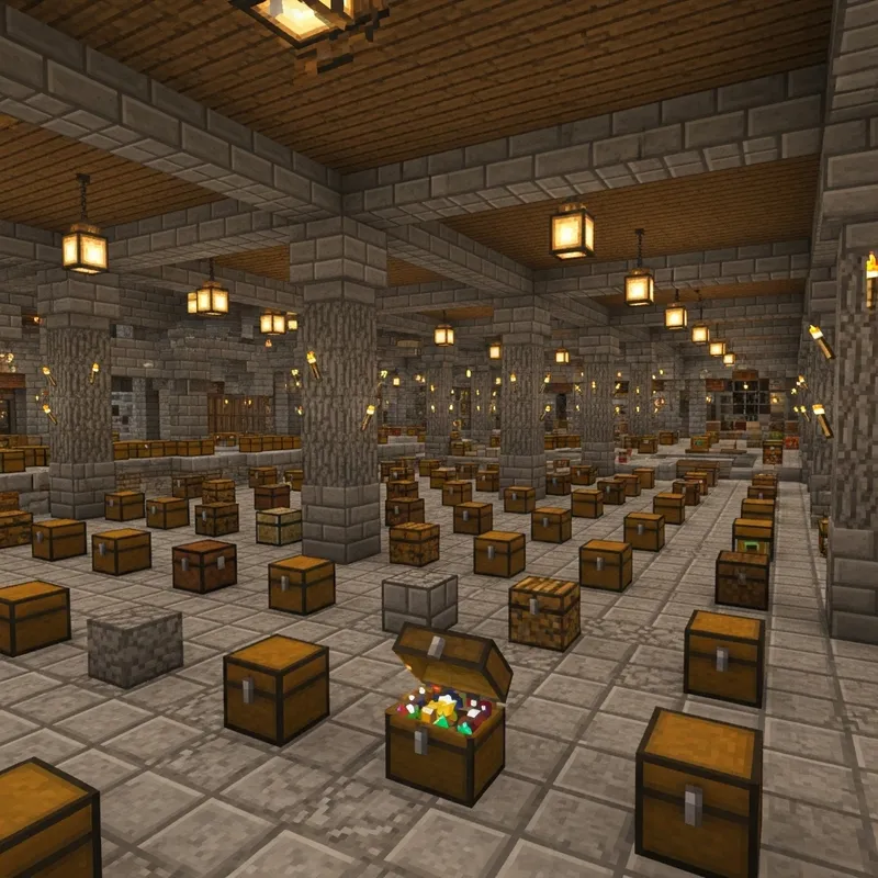 Impressive Minecraft Stone and Wood Treasure Room