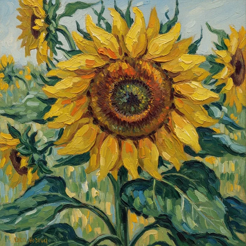 Sunflower in Impressionist Art - Vibrant Colors
