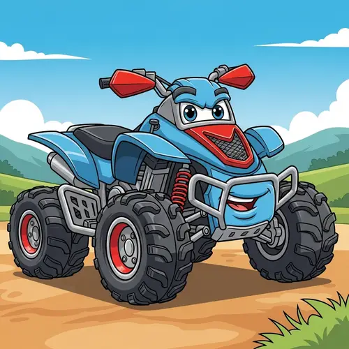Vector Illustration of Friendly Anthropomorphic Quad Bike Character