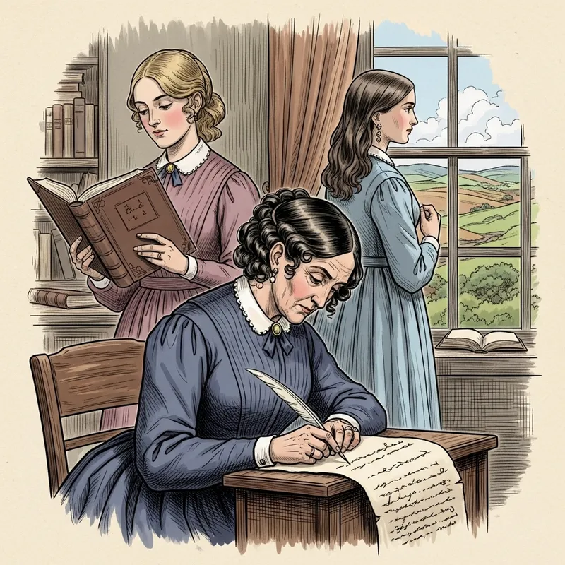 The Bronte Sisters: Victorian Era Authors Illustration The Bronte Sisters: Victorian Era Authors Illustration