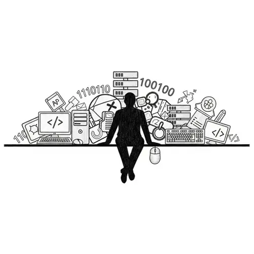 Influential Figure in Web Programming Symbolism | Graphite Drawing