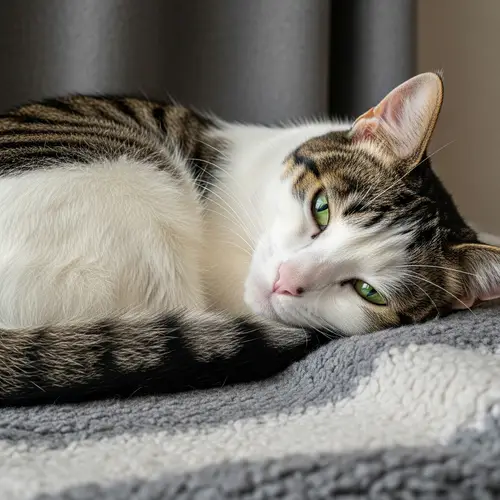 Enchanting Domestic Cat Napping on Soft Surface