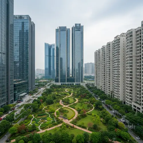 Towering Skyscrapers and Green Spaces | Urban-Residential Harmony