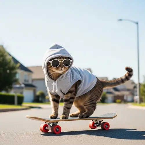 Cool Cat Skateboarding with Style | Skater Aesthetics Vibe