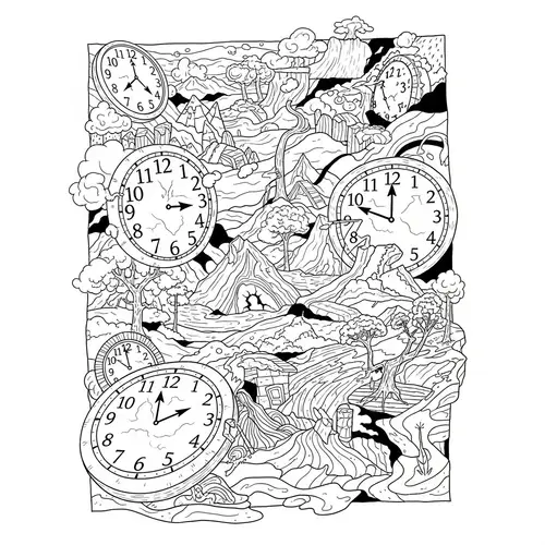 Distorted Time & Place: Psychedelic Artwork with Fragmented Clocks
