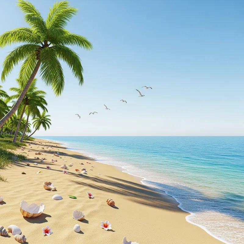 Realistic Cream Beach Landscapes - Pristine Paradise Views