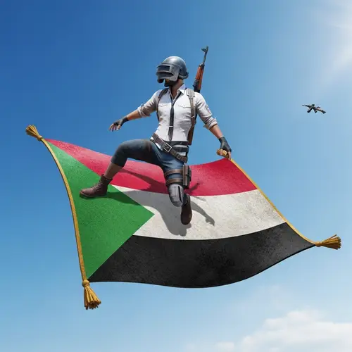 PUBG Player on Sudanese Flag-Colored Magic Carpet