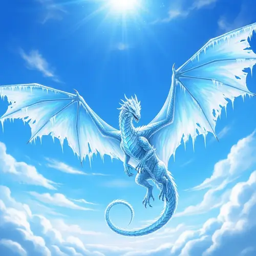 Ice Dragon in Azure Sky - Breathtaking Celestial Spectacle