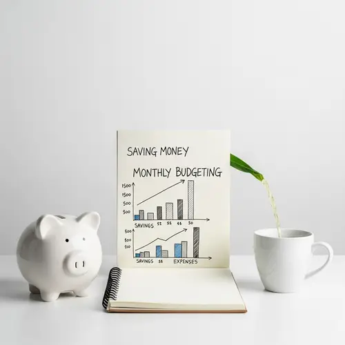 Simplistic Money Saving Tips | Budgeting Notebook & Piggy Bank