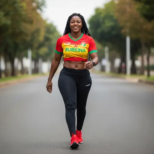 Athletic Black Woman in Burkina's National Football Jersey | Urban Portrait