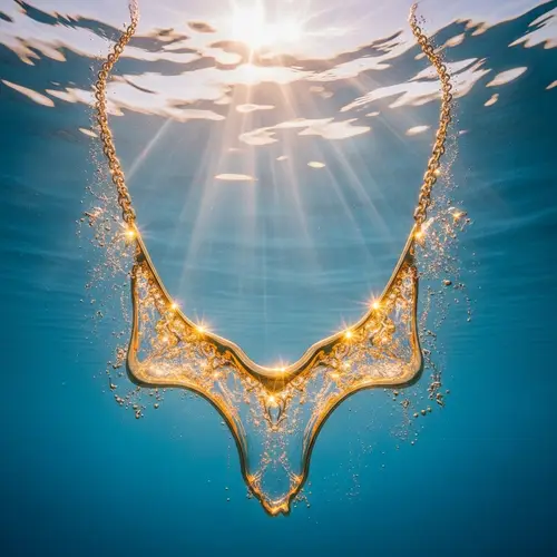 Golden Necklace Underwater Scene - Beauty in Liquid Gold