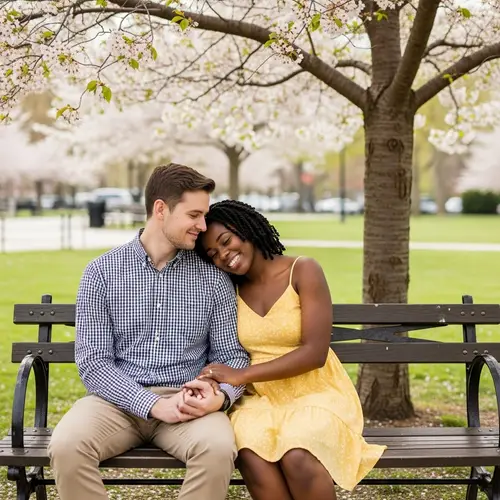 Sweet Couple sitting under Cherry Blossom Tree | Peaceful Park Scene