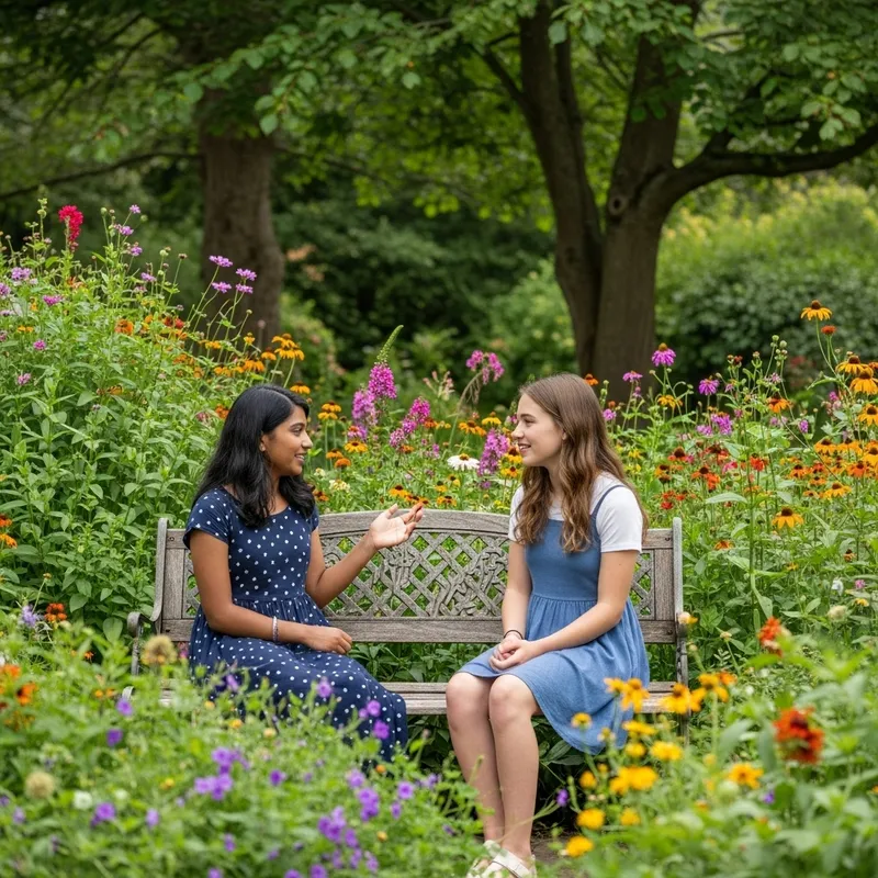 Girls Chatting in Garden | Animated Outdoor Conversation