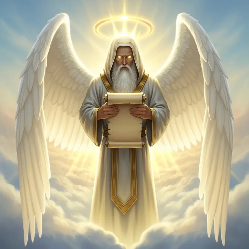 Angel Gibrael: Glowing Celestial Figure with Infinite Wisdom Angel Gibrael: Glowing Celestial Figure with Infinite Wisdom