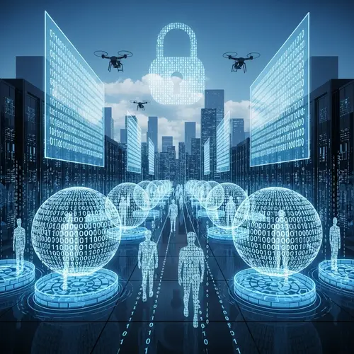 Future of Online Privacy: Surreal Digital Cityscape